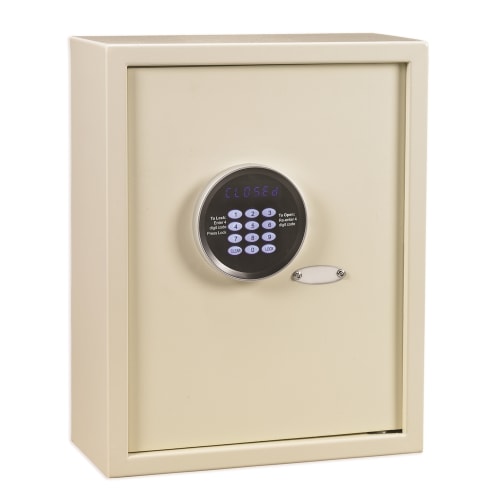 Global Wall Safe Plus, Recessed, LED Display Digital Function, Holds 17" Laptops, Ivory